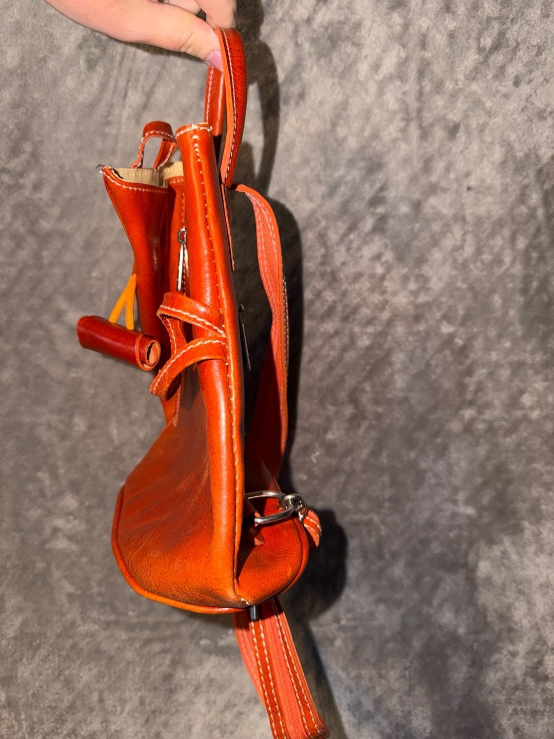 Vera Pelle Italian Leather Backpack Orange 8