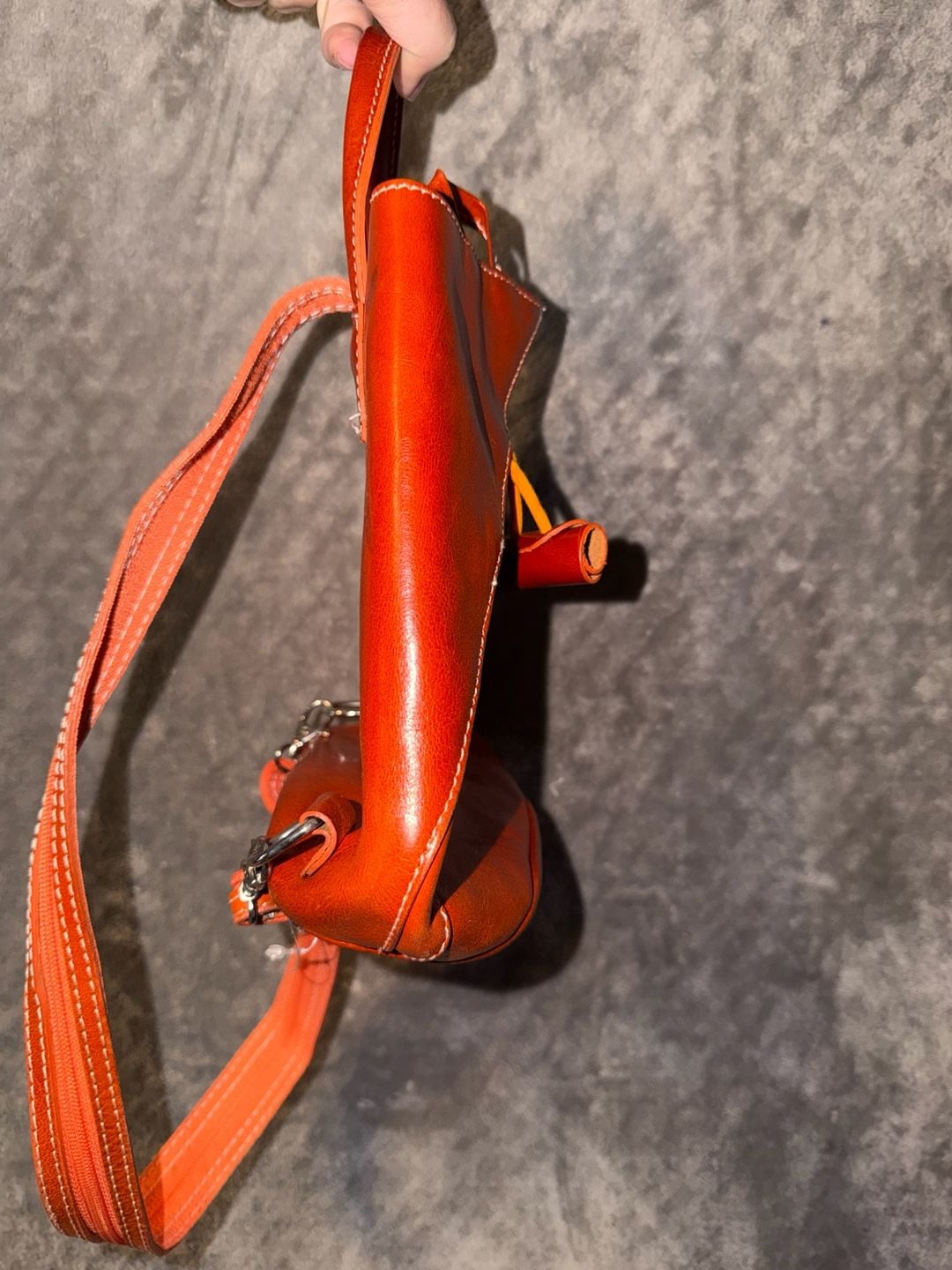 Vera Pelle Italian Leather Backpack Orange 9