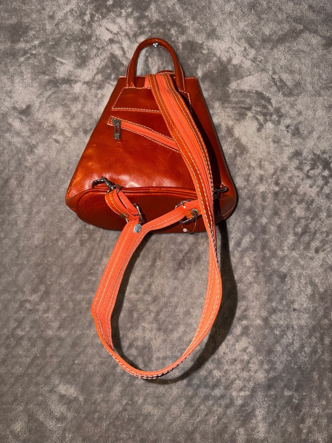 Vera Pelle Italian Leather Backpack Orange 10