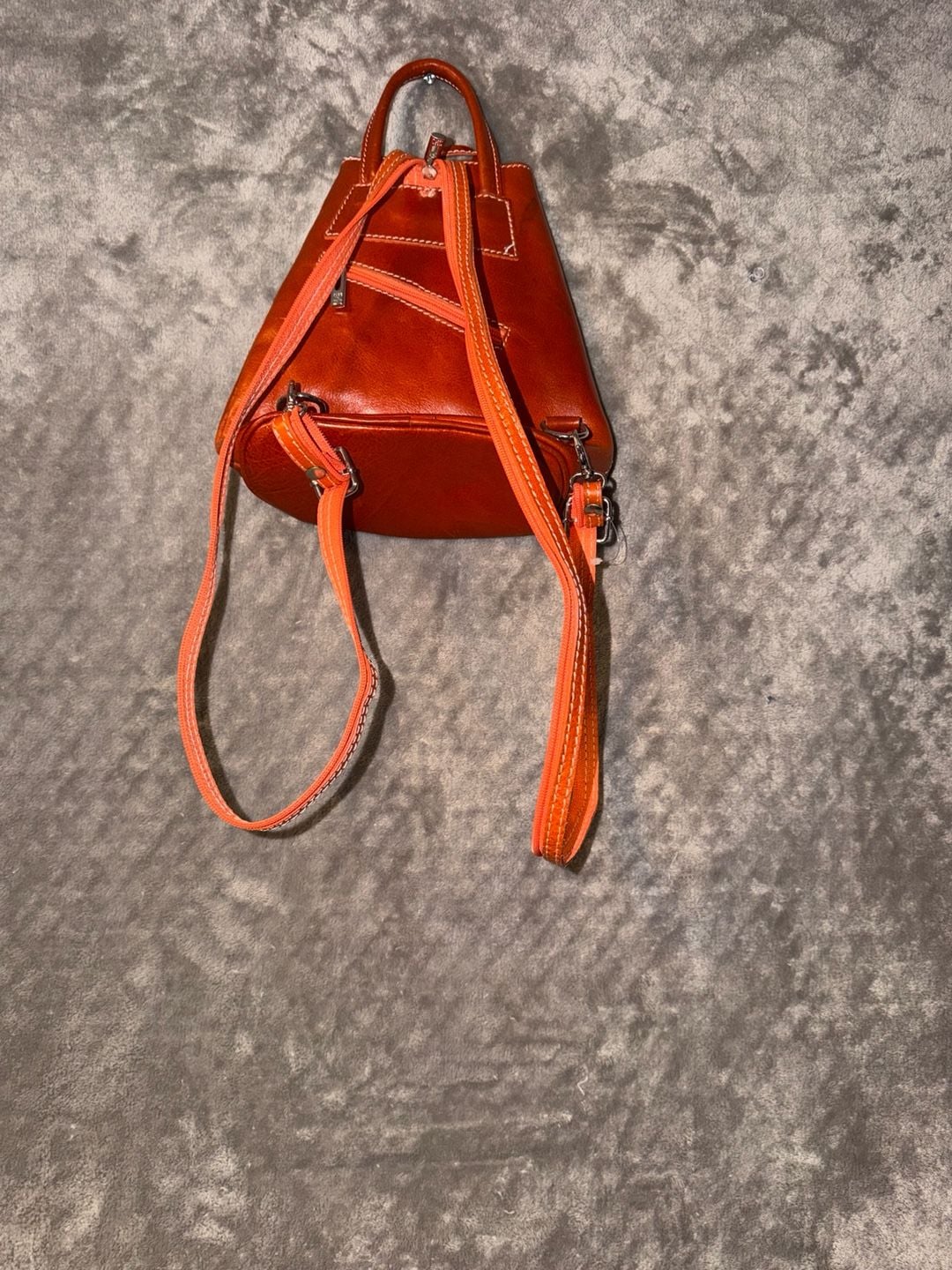Vera Pelle Italian Leather Backpack Orange 11