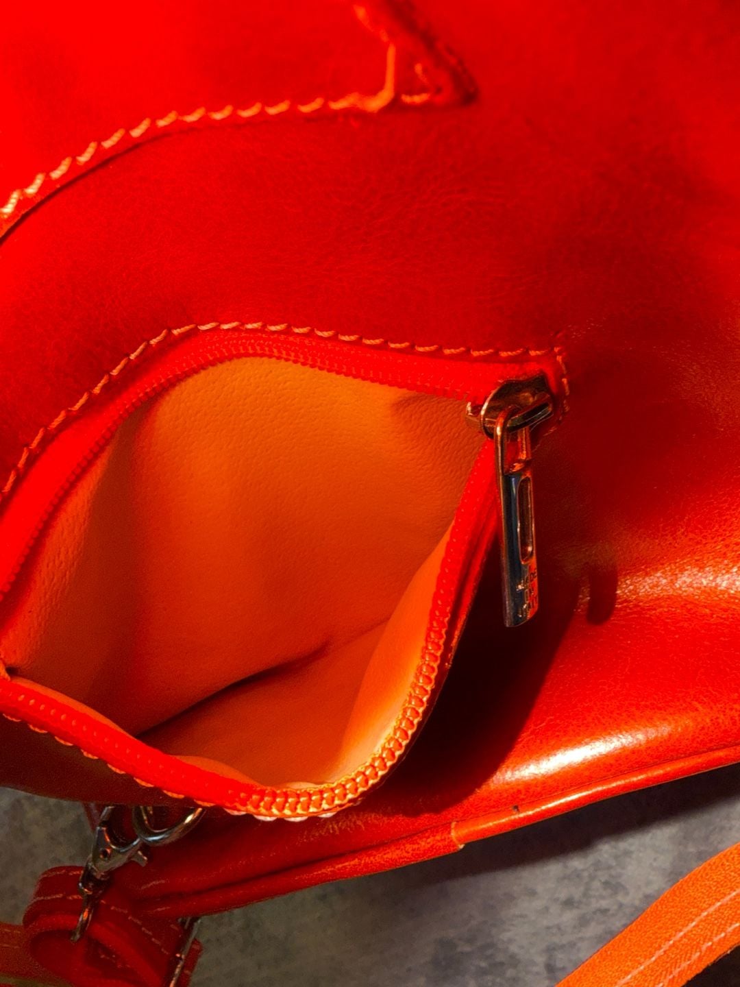 Vera Pelle Italian Leather Backpack Orange 12