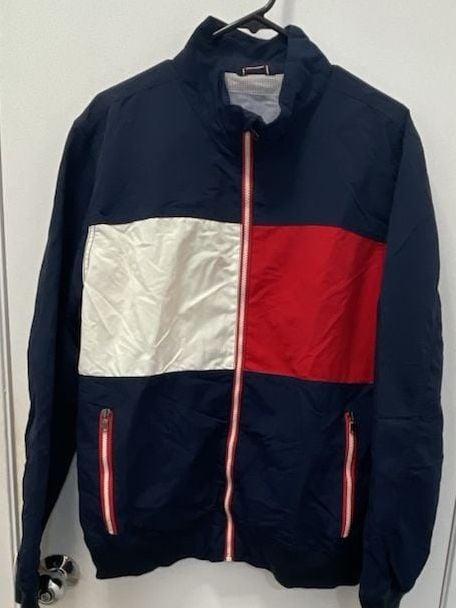 Tommy Hilfiger Colorblock Windbreaker Jacket Size L Blue Red White Nylon 2
