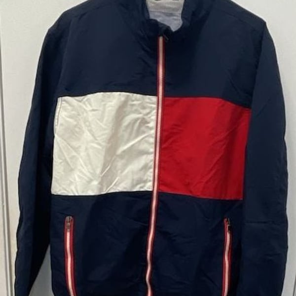 Tommy Hilfiger Colorblock Windbreaker Jacket Size L Blue Red White Nylon