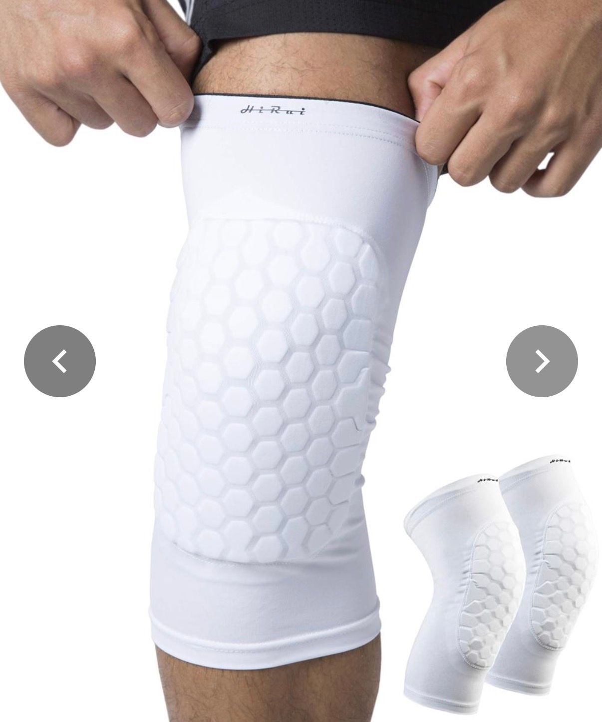 HiRui Honeycomb Knee Pads Size X-Small White Compression Sleeve 2