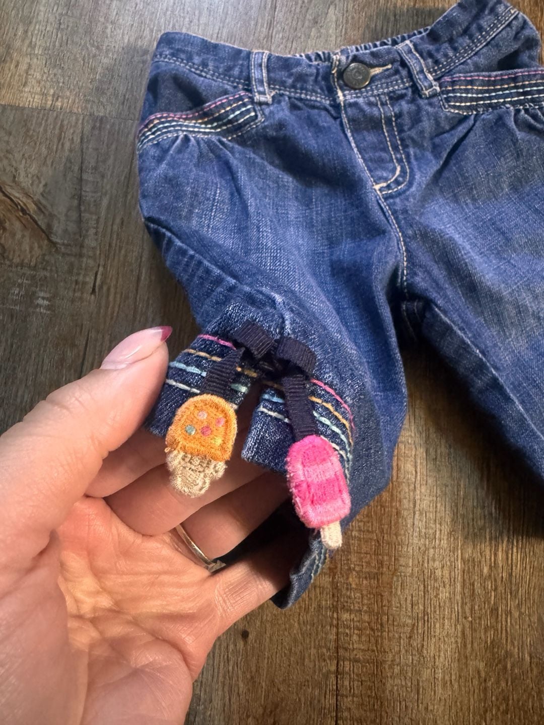 Y2K Gymboree Denim Shorts Size 18-24 Mos Ice Cream Applique 3