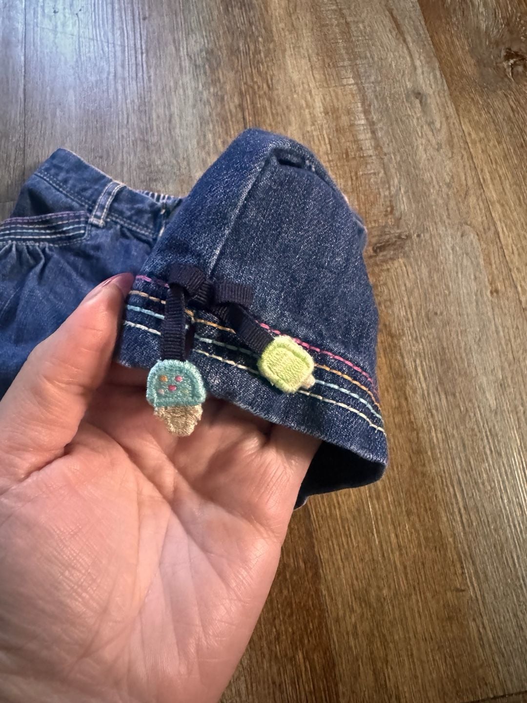 Y2K Gymboree Denim Shorts Size 18-24 Mos Ice Cream Applique 6