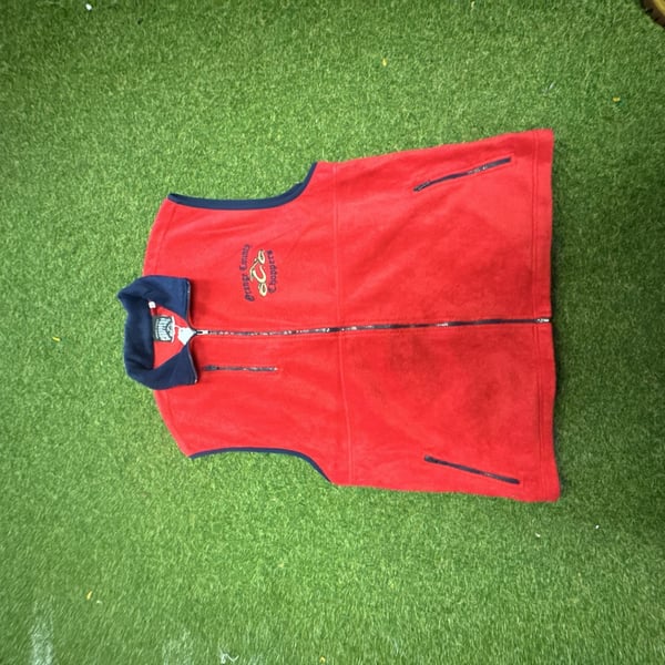 Orange County Choppers Fleece Vest Size L Red Blue Logo