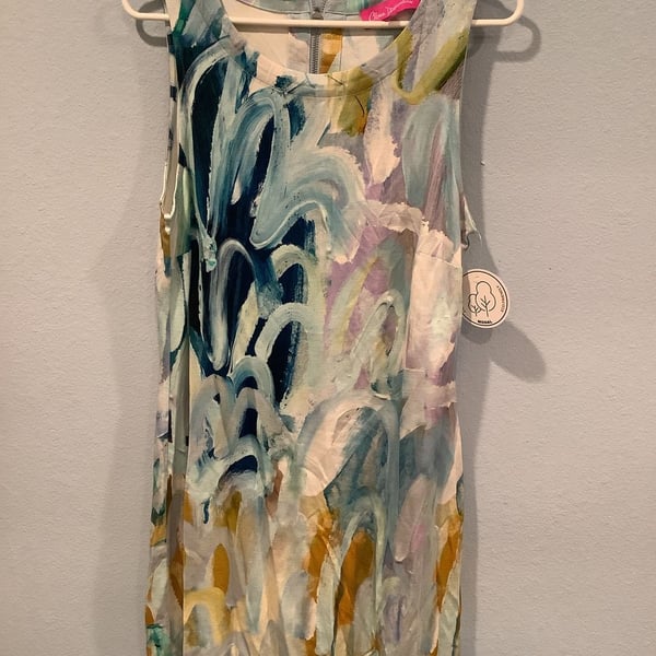Claire Denjardins Painted Abstract Mini Dress Size M Multi