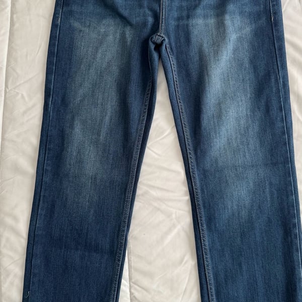RIPPED STRAIGHT FIT JEANS - Blue