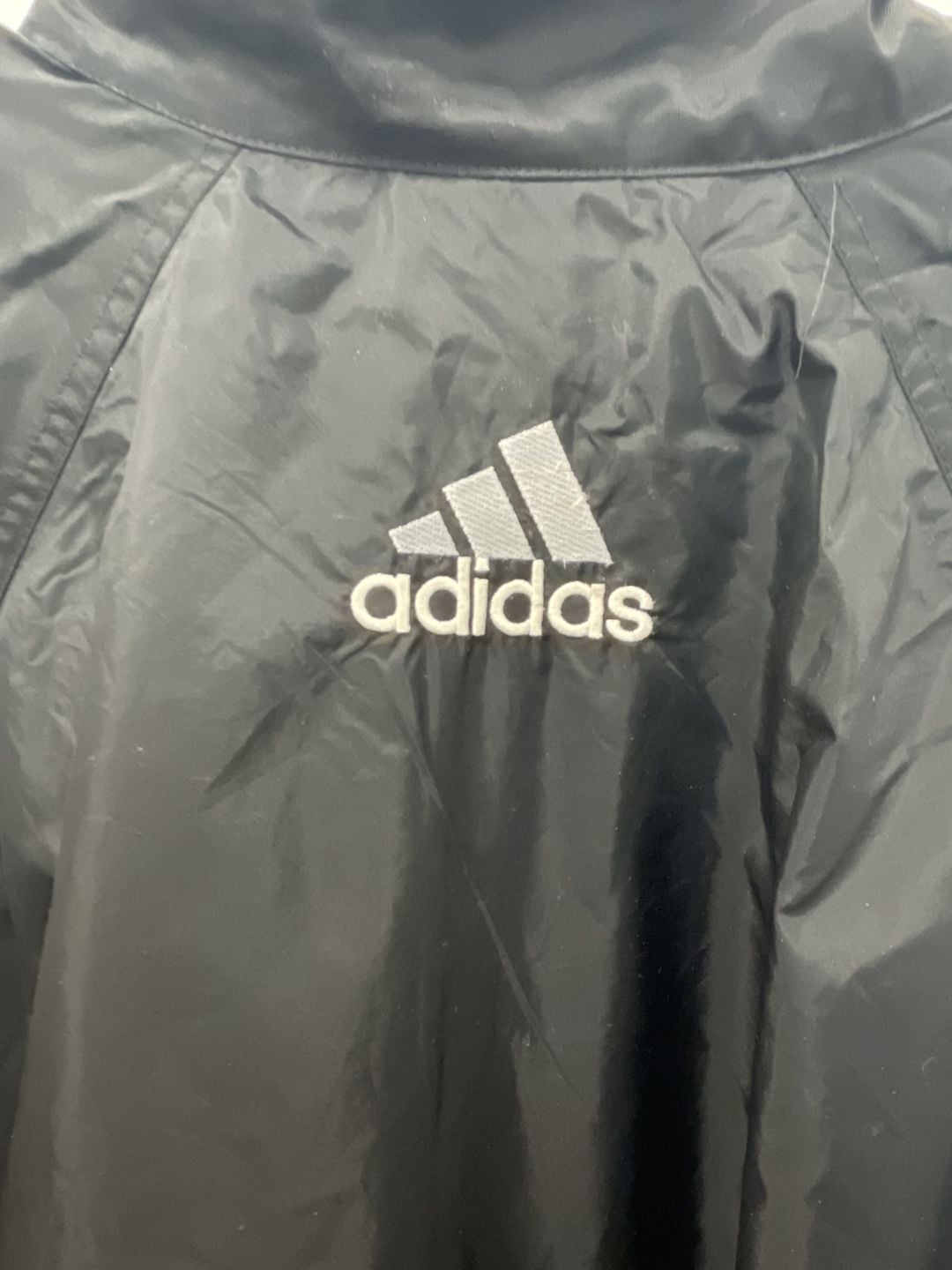 Vintage 1990s Adidas Black Nylon Full Zip Windbreaker Jacket Size L 4