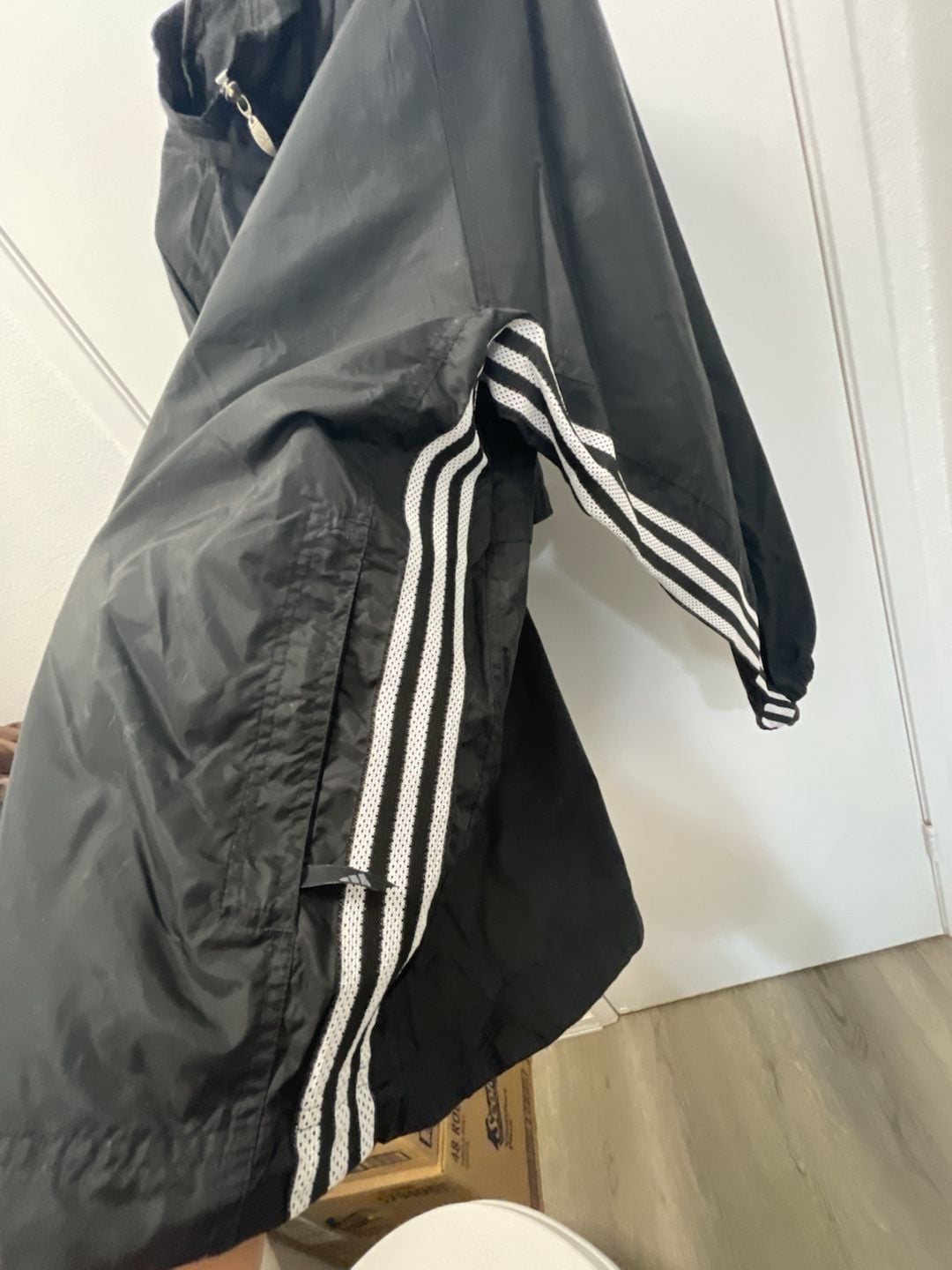 Vintage 1990s Adidas Black Nylon Full Zip Windbreaker Jacket Size L 6