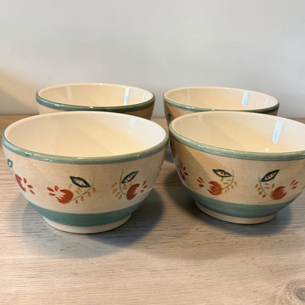 KIC Brushes Tuscany Spice 5 Inch All Purpose Bowl Set of 4 Handpainted Stoneware