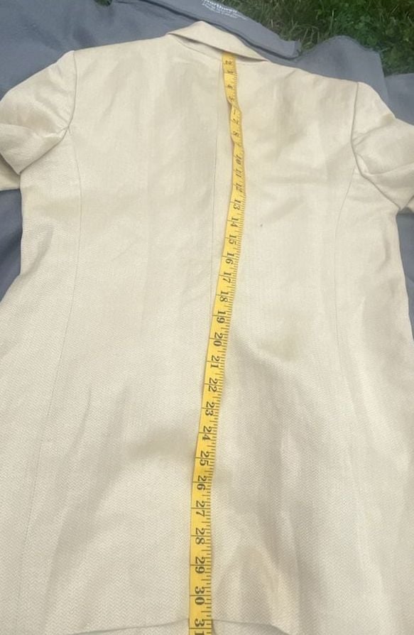 Linda Allard Ellen Tracy Skirt Suit Size 10 Cream Linen Silk 7