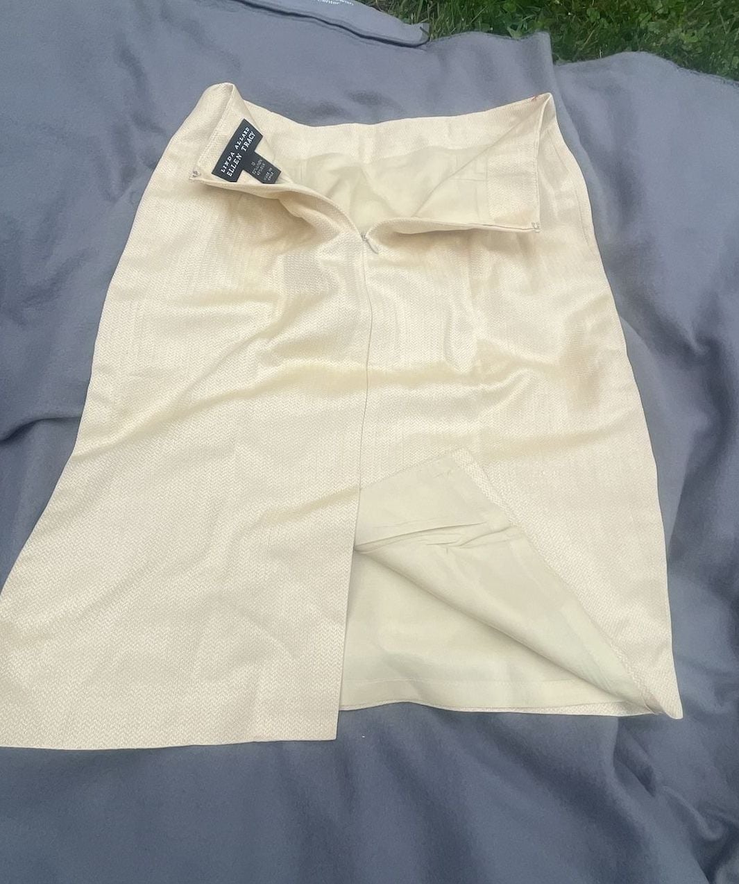 Linda Allard Ellen Tracy Skirt Suit Size 10 Cream Linen Silk 11