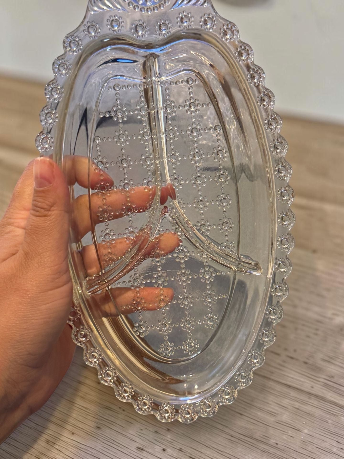 Hazel-Atlas Jewel Pattern Divided Glass Relish Dish 2