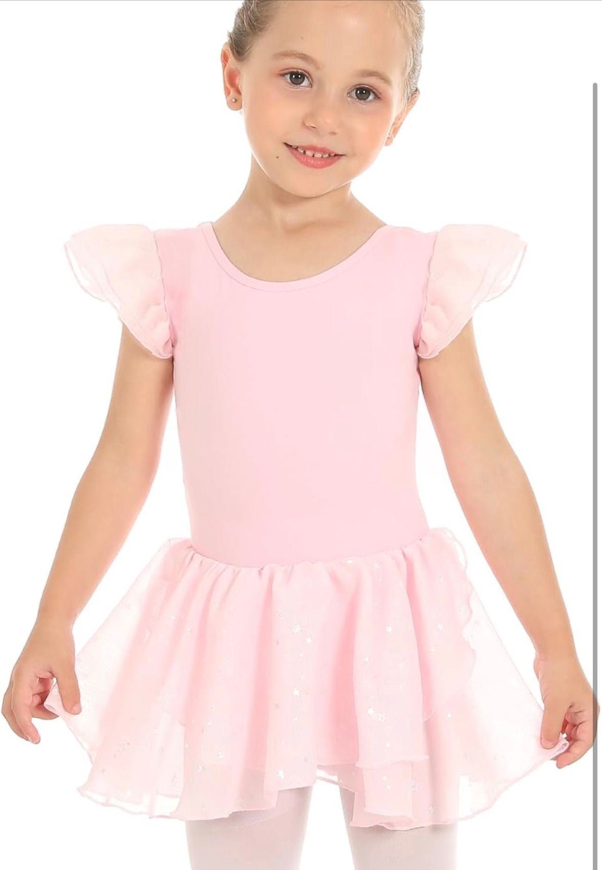 Phineein Girls Ballet Leotard with Skirt Pink Sparkle Star Tutu Dress 4-6 4