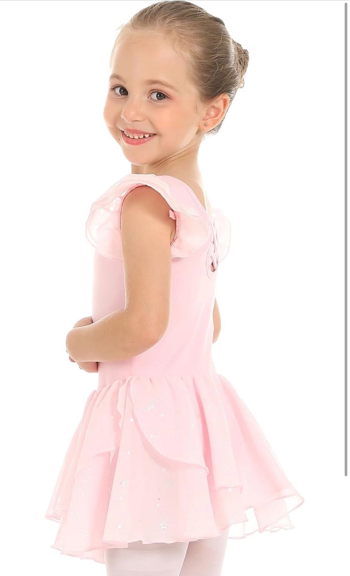Phineein Girls Ballet Leotard with Skirt Pink Sparkle Star Tutu Dress 4-6 5