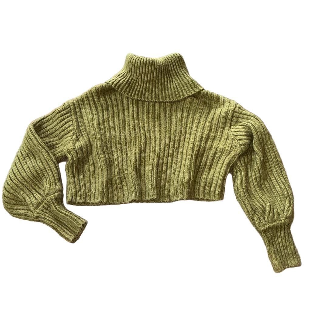 Urban Outfitters cropped cowl neck turtleneck green women’s fall sweater small 4