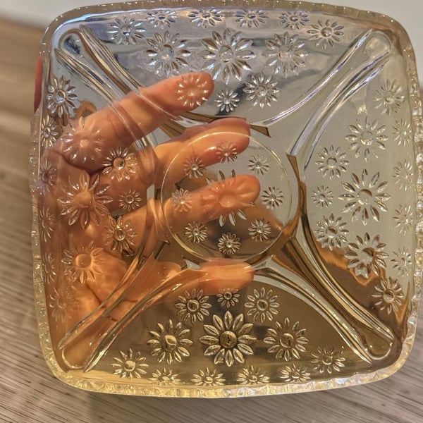 Hazel Atlas Daisy Square Relish Dish 6.5" Clear Glass