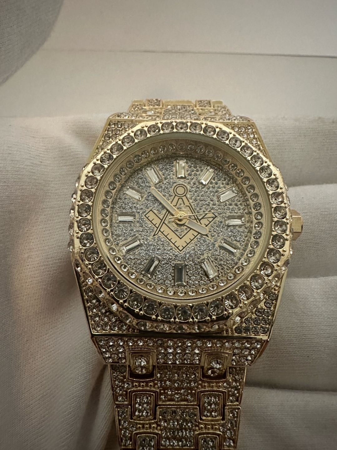 Masonic Watch Gold Iced Out 4