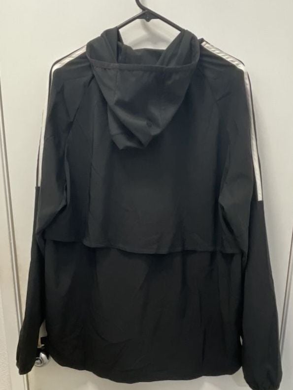 Adidas Black Windbreaker Jacket Size L Hooded Zip Up Track Jacket 3