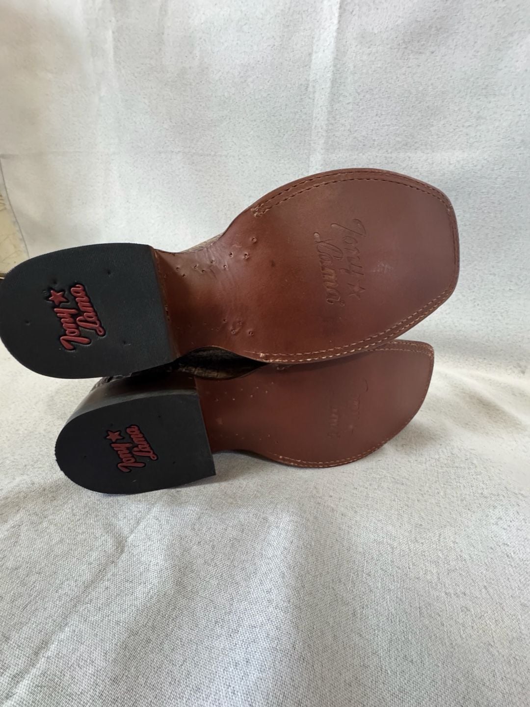 Tony Lama Mitcham Caiman Boots TL5259 Brown Hornback Leather Square Toe 9