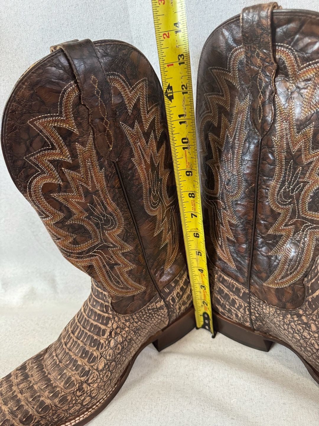 Tony Lama Mitcham Caiman Boots TL5259 Brown Hornback Leather Square Toe 11