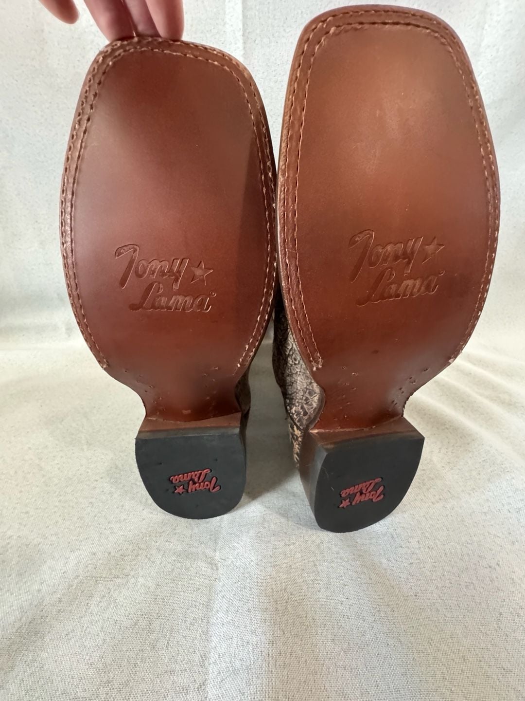 Tony Lama Mitcham Caiman Boots TL5259 Brown Hornback Leather Square Toe 12