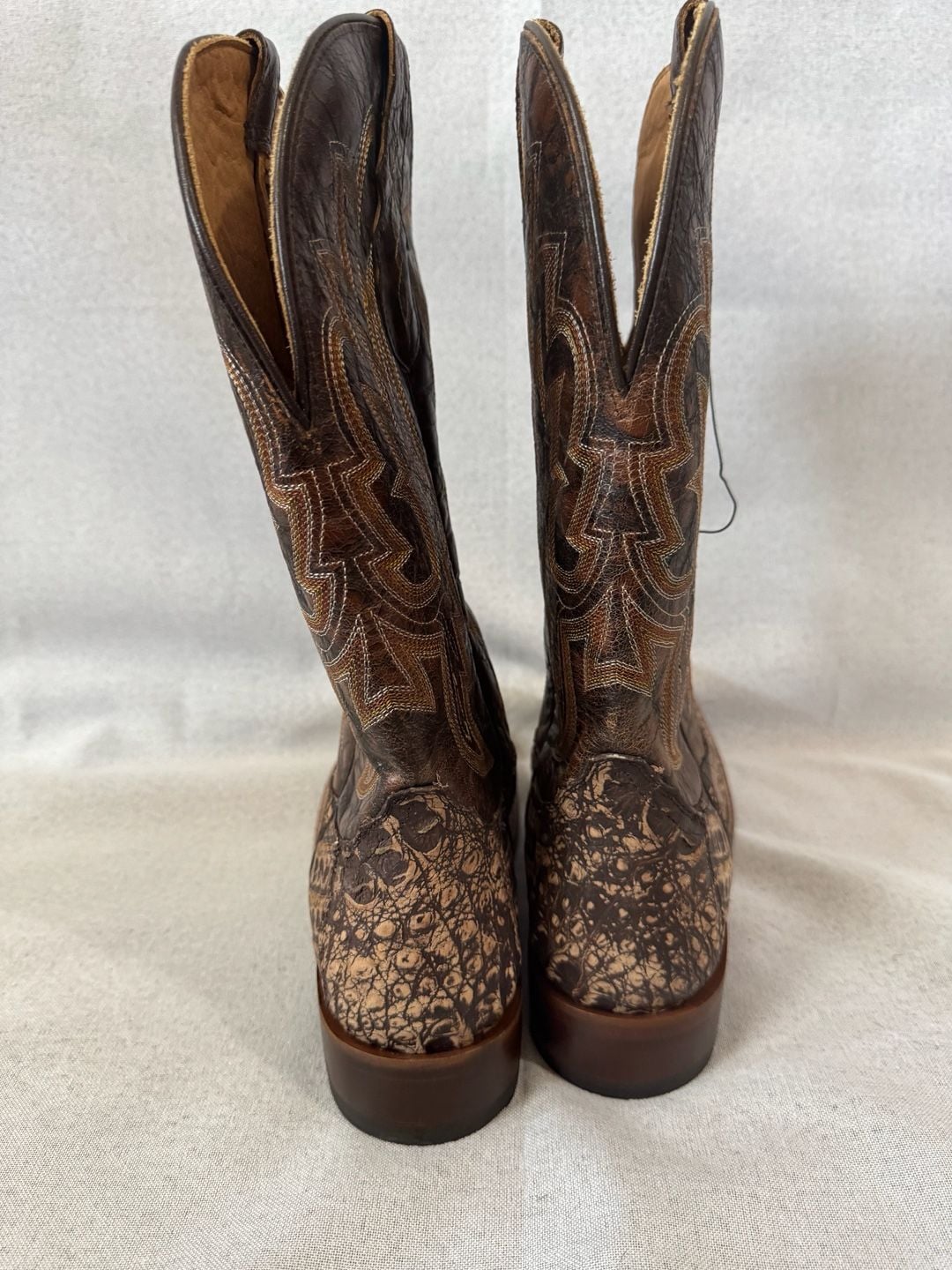 Tony Lama Mitcham Caiman Boots TL5259 Brown Hornback Leather Square Toe 13