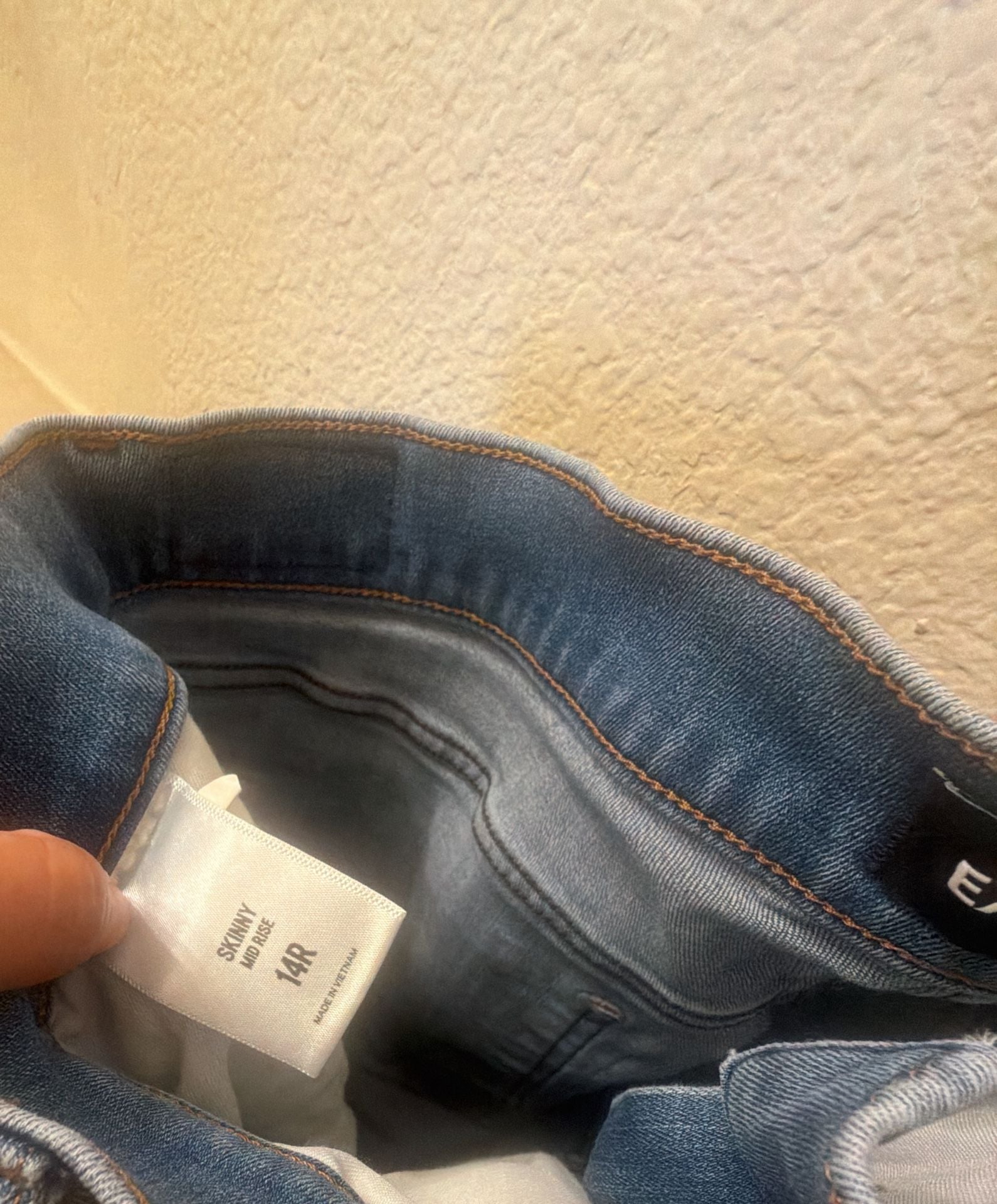 Express Skinny Mid Rise Jeans Size 14R Blue Denim 7
