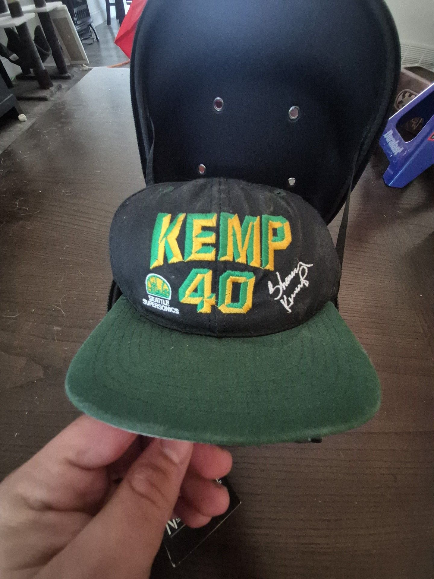 Seattle SuperSonics Shawn Kemp 40 Snapback Hat Cap with embroidered signature. 3