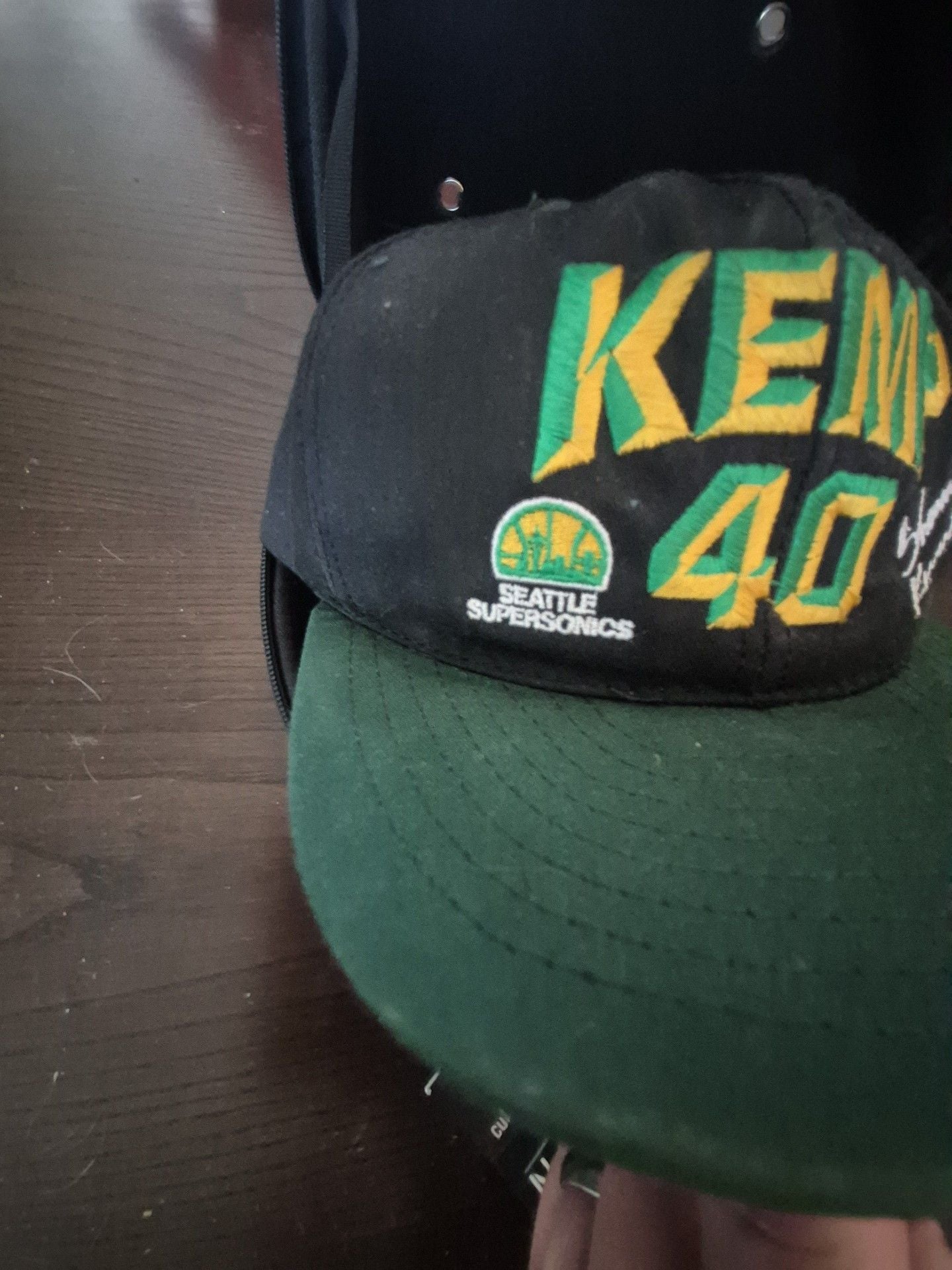 Seattle SuperSonics Shawn Kemp 40 Snapback Hat Cap with embroidered signature. 5
