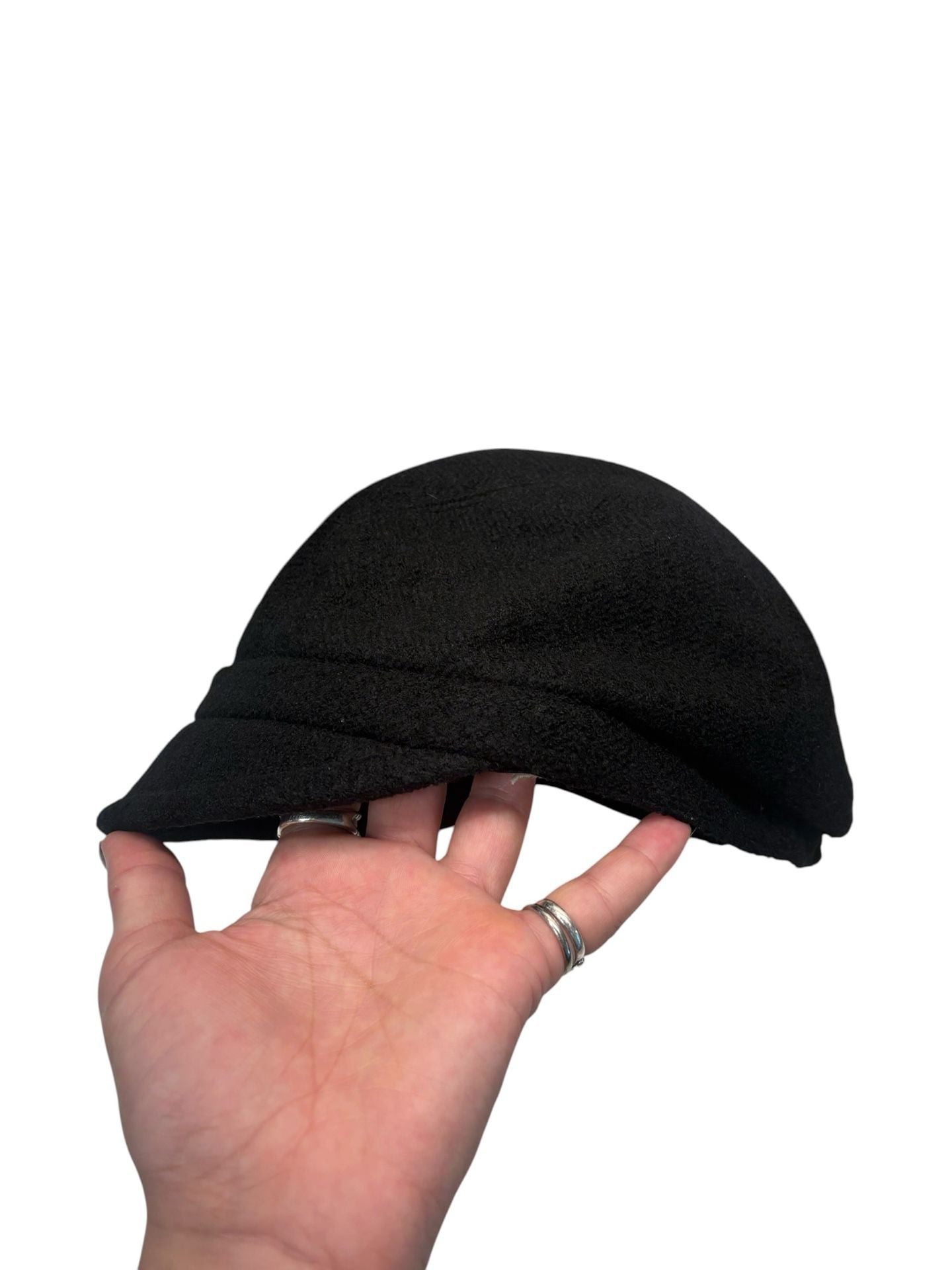 BETMAR New York Black Wool Blend Newsboy Cap with Brooch Detail 4