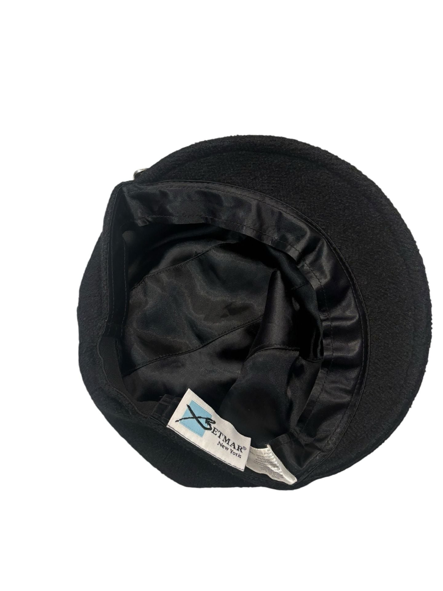 BETMAR New York Black Wool Blend Newsboy Cap with Brooch Detail 6