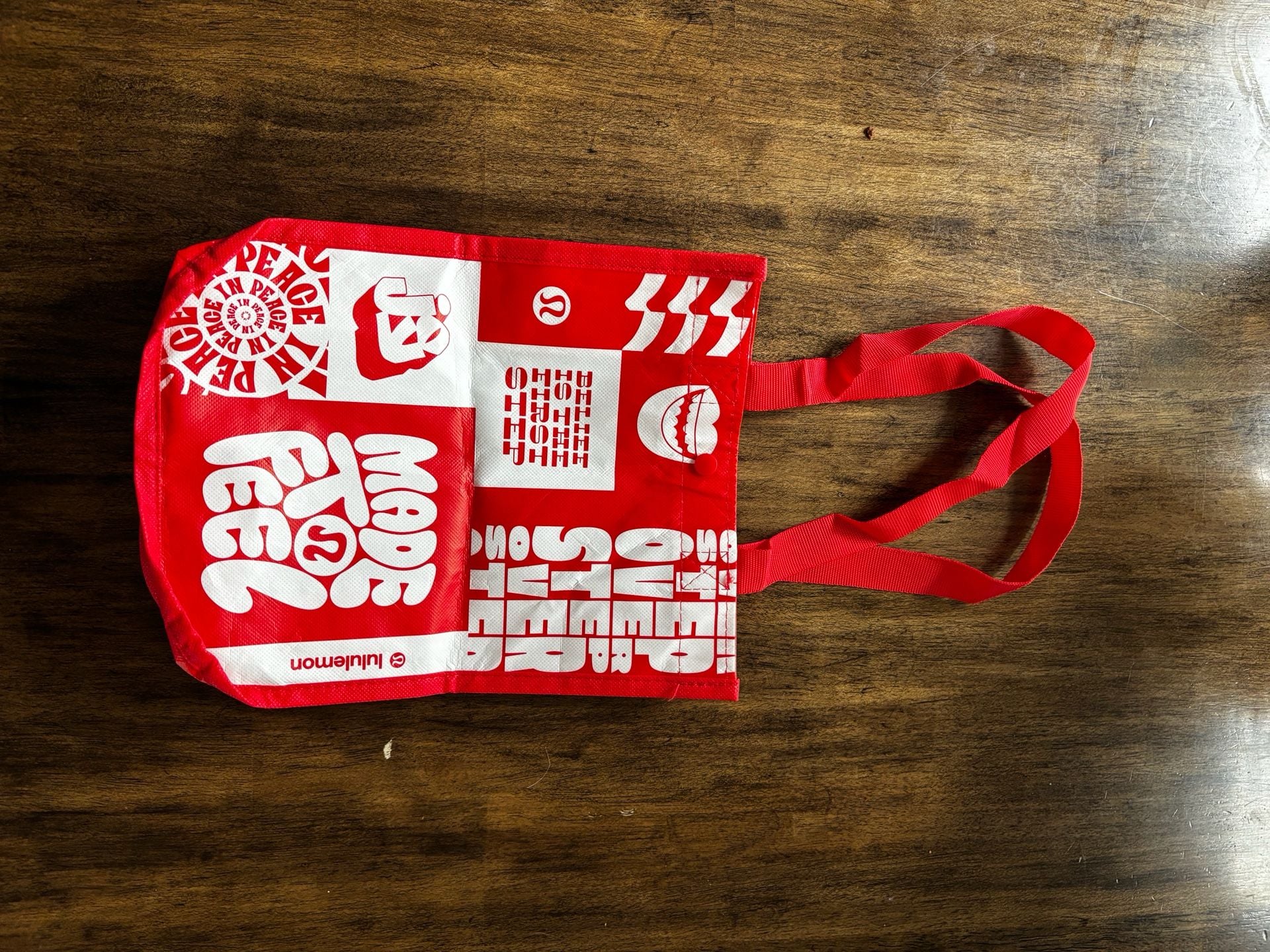 Lululemon Red All Over Print Reusable Shopping Tote Bag 2