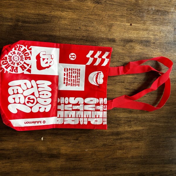 Lululemon Red All Over Print Reusable Shopping Tote Bag