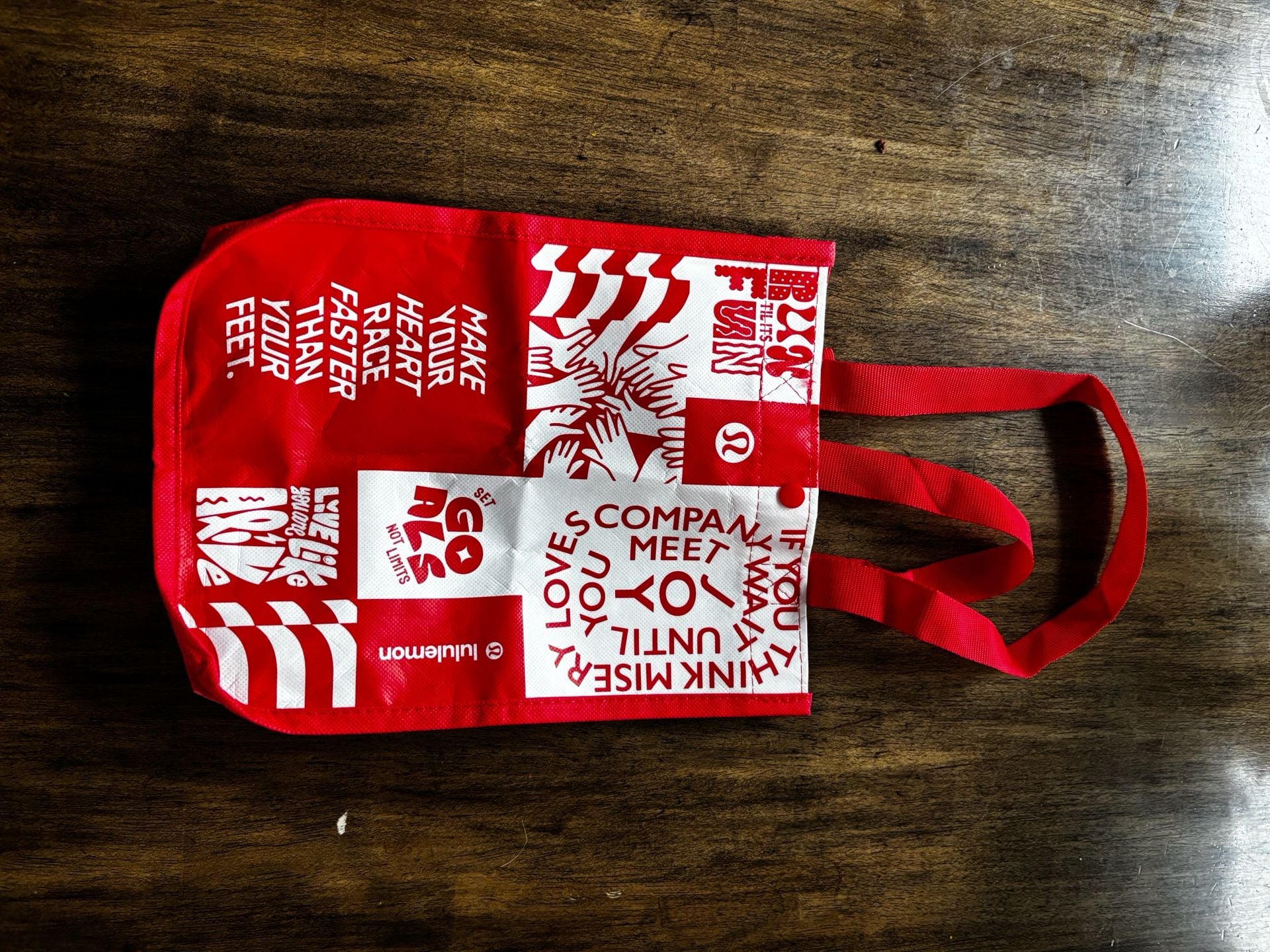 Lululemon Red All Over Print Reusable Shopping Tote Bag 3