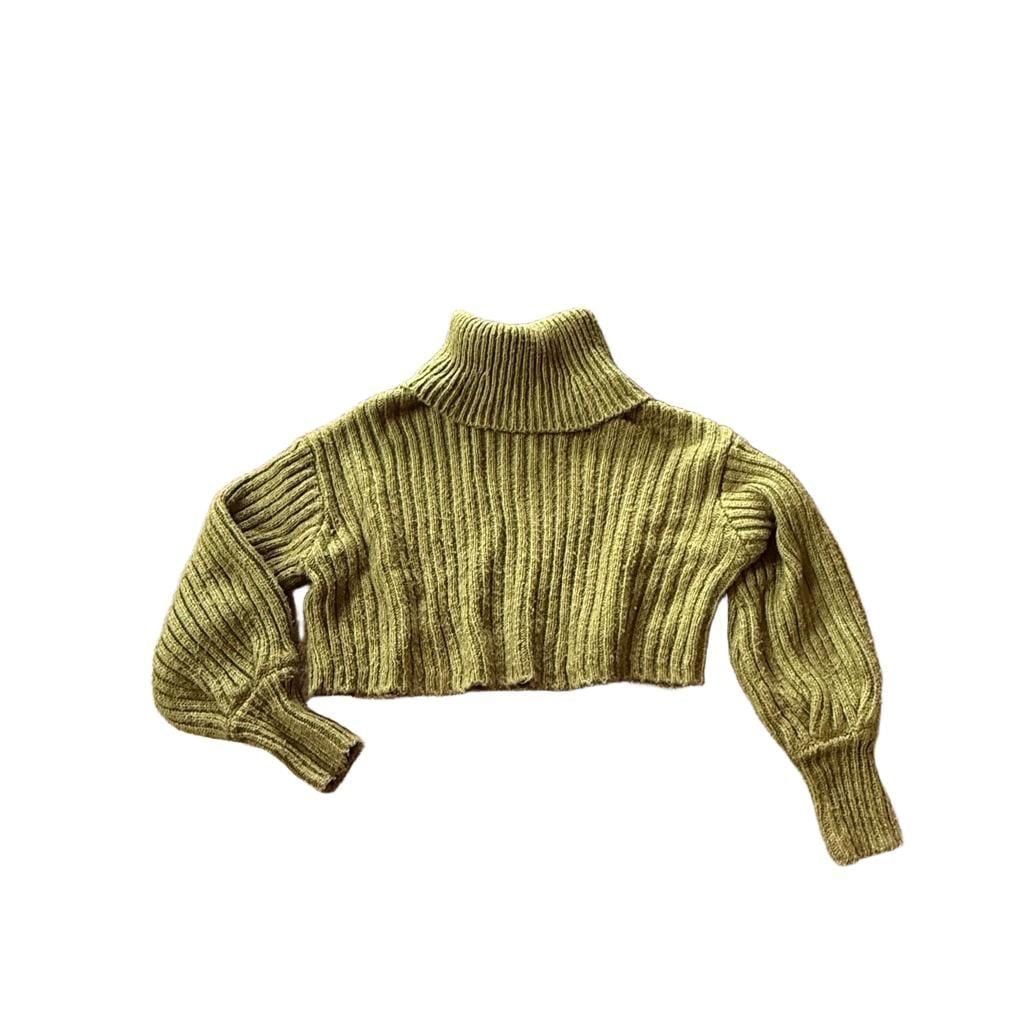 Urban Outfitters cropped cowl neck turtleneck green women’s fall sweater small 3
