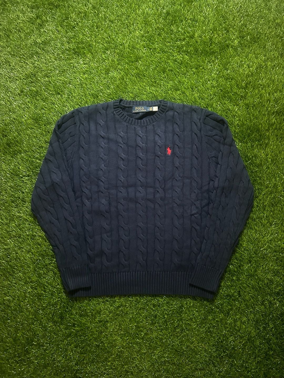 Polo Ralph Lauren Cable-Knit Sweater Size M Navy Blue 2