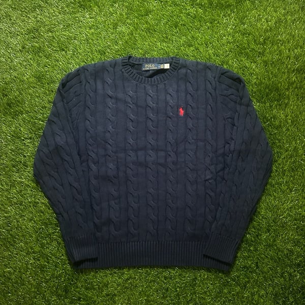 Polo Ralph Lauren Cable-Knit Sweater Size M Navy Blue