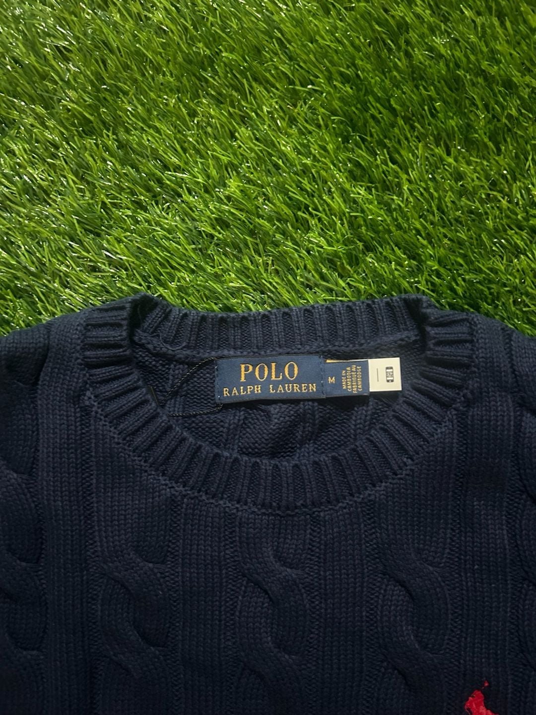 Polo Ralph Lauren Cable-Knit Sweater Size M Navy Blue 4