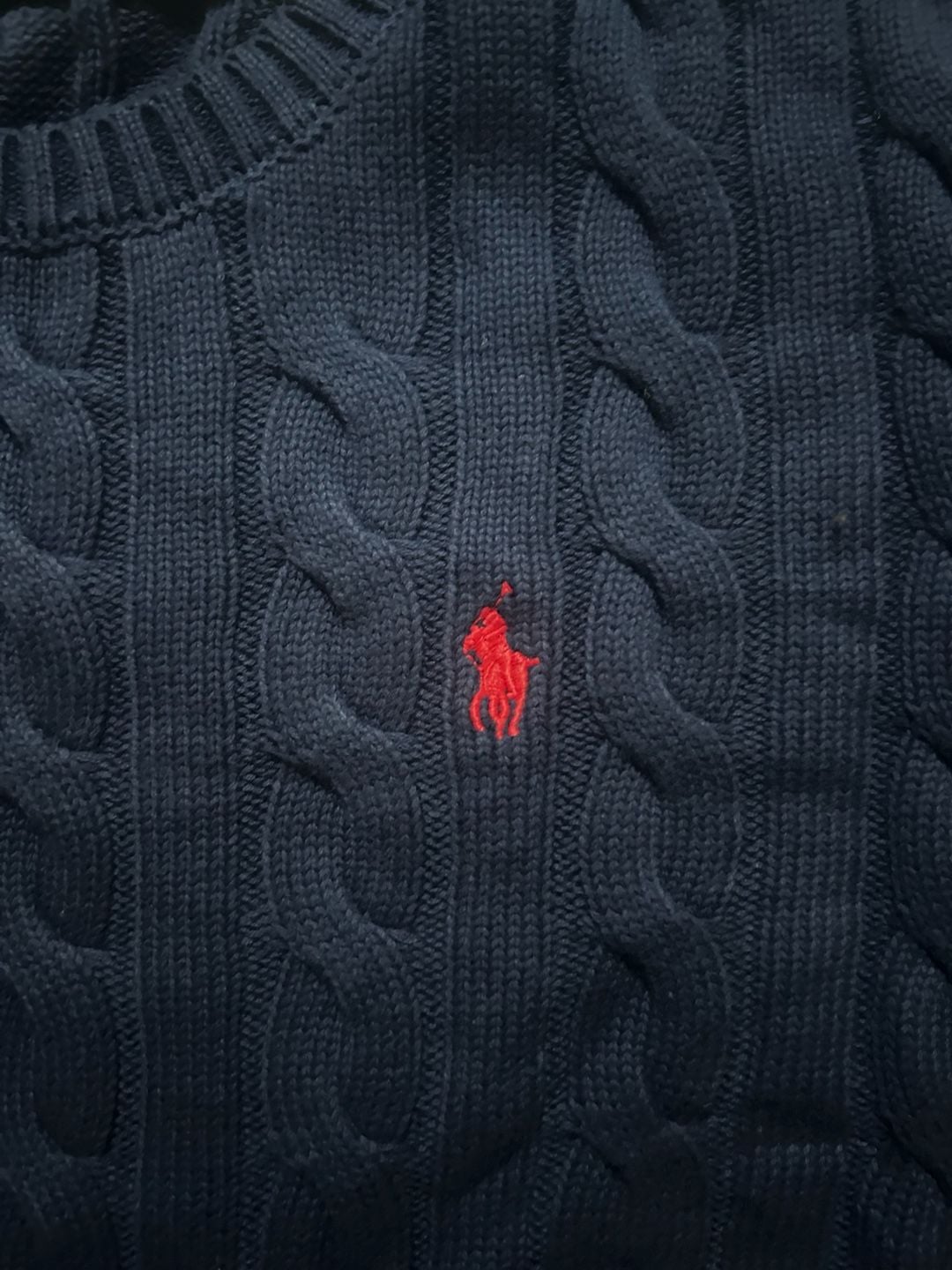 Polo Ralph Lauren Cable-Knit Sweater Size M Navy Blue 5