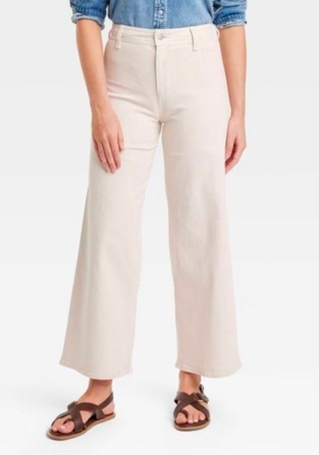 Universal Thread Sailor Wide Leg White Jeans Size 12 9