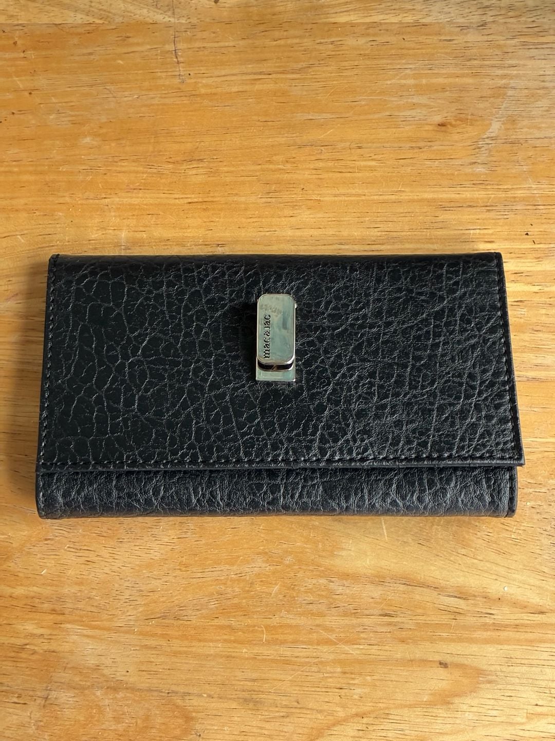 Mac & Jac Black Textured Leather Long Wallet 2