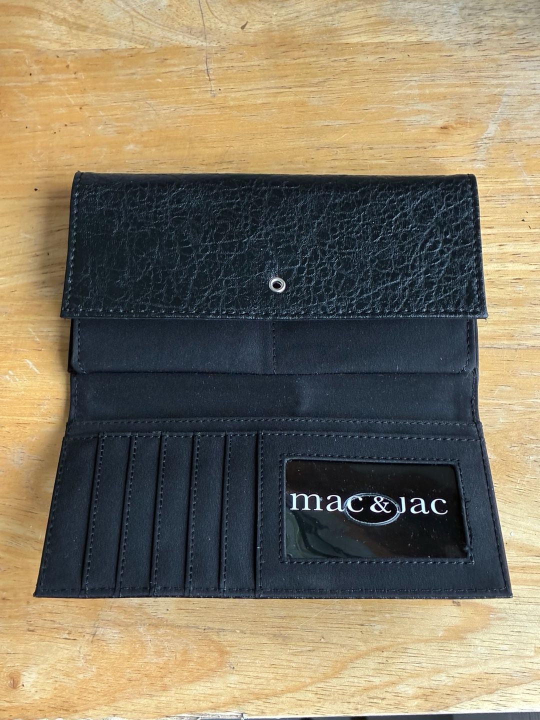 Mac & Jac Black Textured Leather Long Wallet 4