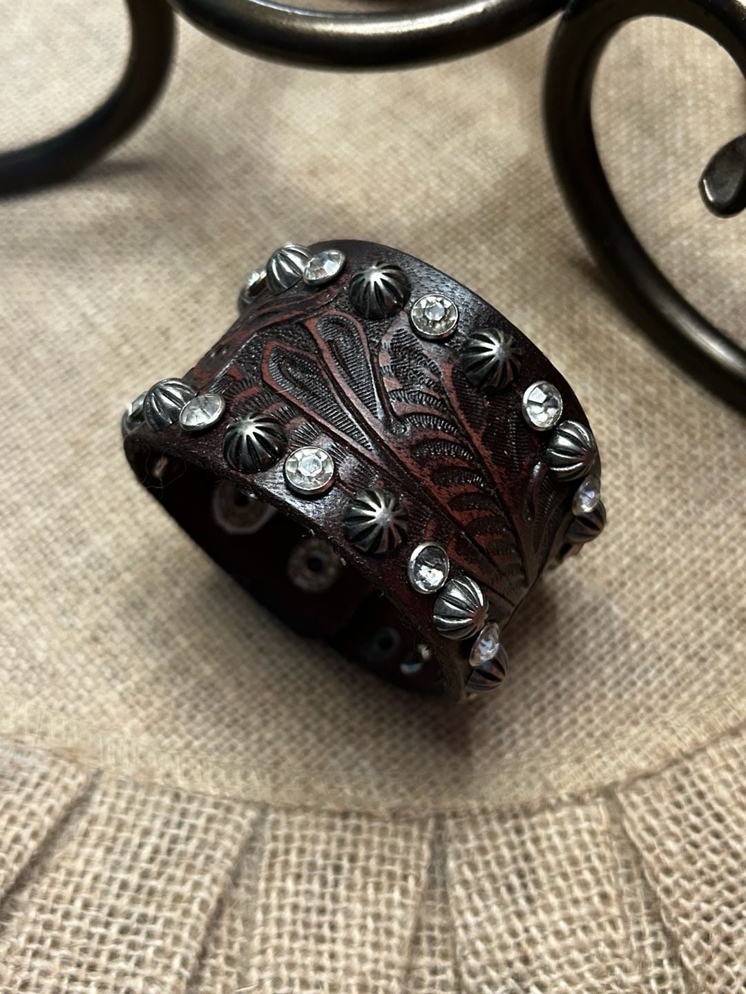 Genuine Leather Black & White Hair-on-Hide Wrap Cuff Bracelet 1