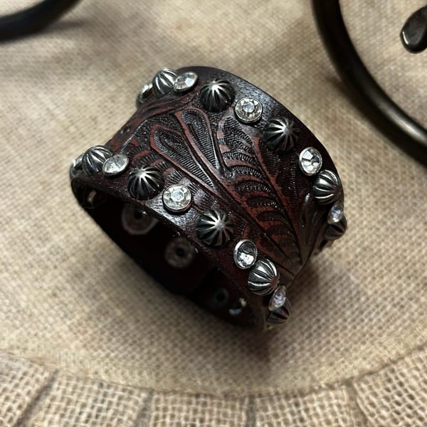 Genuine Leather Black & White Hair-on-Hide Wrap Cuff Bracelet