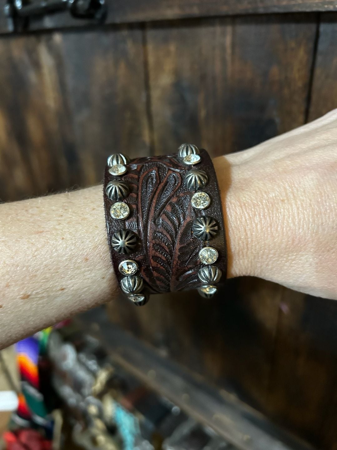 Genuine Leather Black & White Hair-on-Hide Wrap Cuff Bracelet 2
