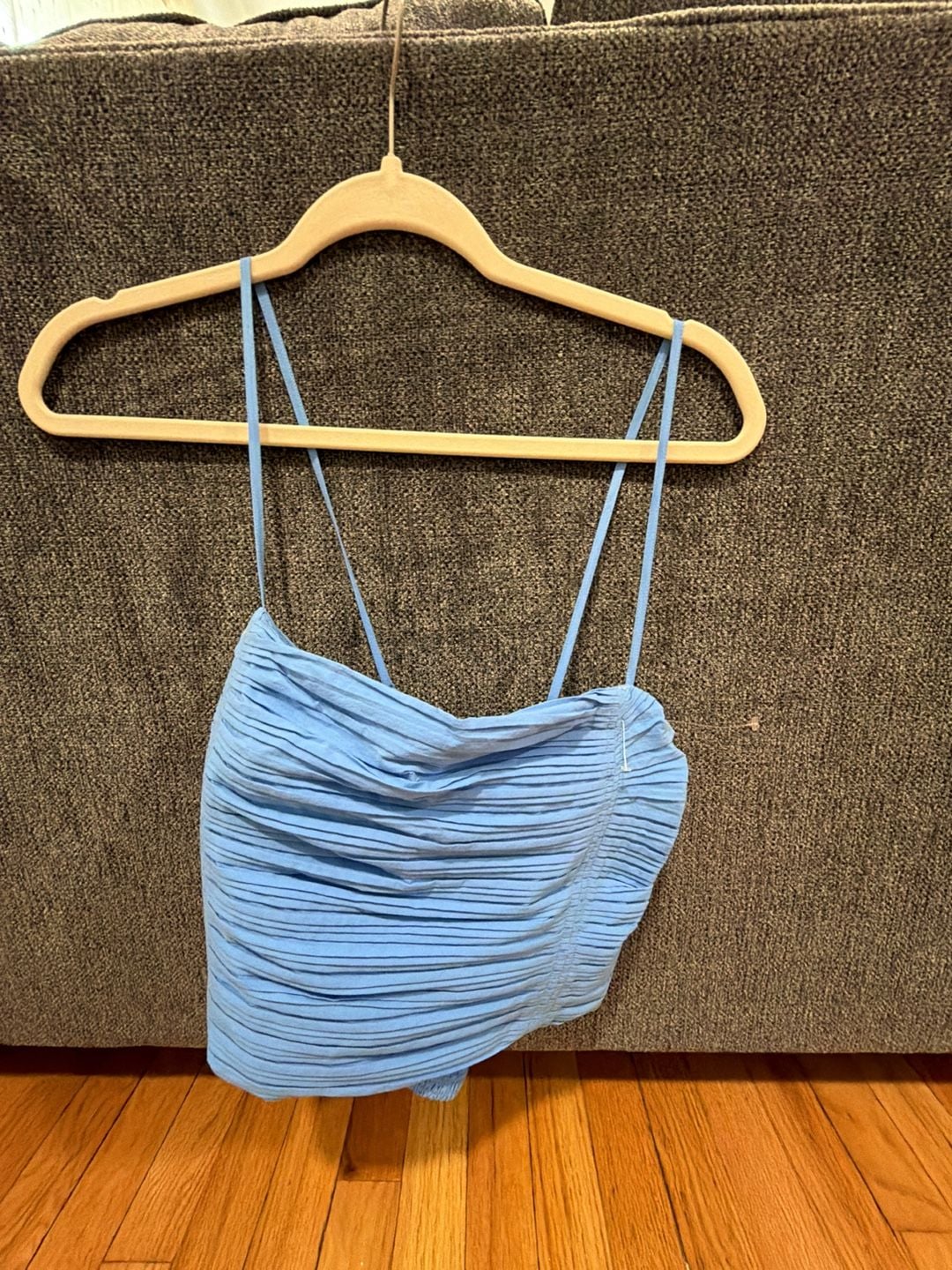 Madewell Blue Ruched Crop Top Size 12 1