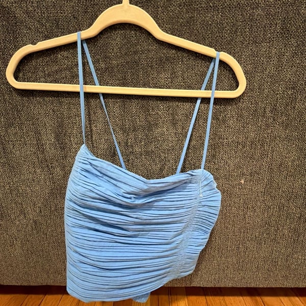 Madewell Blue Ruched Crop Top Size 12